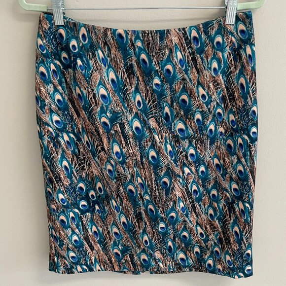 Talbots Petites Peacock Feather Print Skirt 10P - Picture 1 of 11